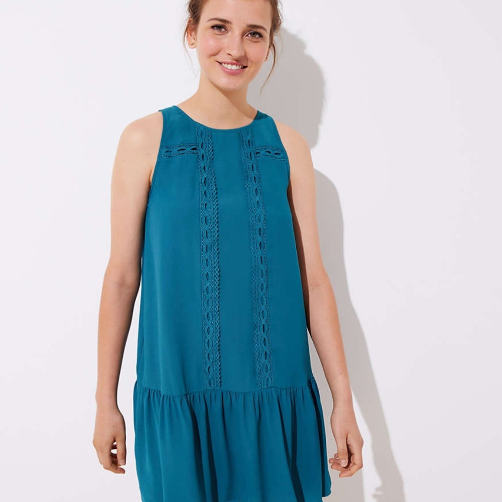 NWT LOFT Women's Lace Trim Flounce Dress